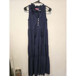 Lilly Pulitzer Malone Women's Sleeveless Tiered Maxi Dress Blue Size 2XS